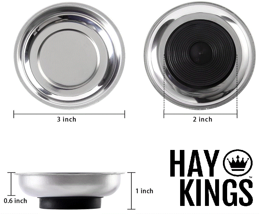 3" Diameter Round Metal Magnetic Tray for Baler Knotters